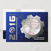 2016 blaue und silberne Gang-Abschluss-Einladung Einladung (Vorne/Hinten)