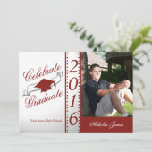 2016 Celebrate Graduate Red Foto Einladung (Stehend Vorderseite)