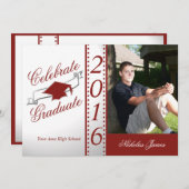 2016 Celebrate Graduate Red Foto Einladung (Vorne/Hinten)