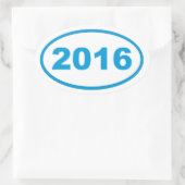 2016 cyanblau ovaler aufkleber (Tasche)