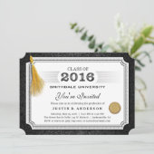 2016 Diploma Abschluss Einladung Gold Tassel Corne (Stehend Vorderseite)