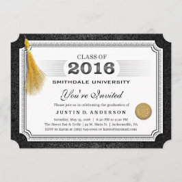 2016 Diploma Abschluss Einladung Gold Tassel Corne