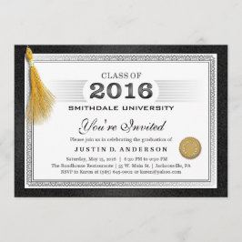 2016 Diploma Abschluss Einladung mit Gold Tassel