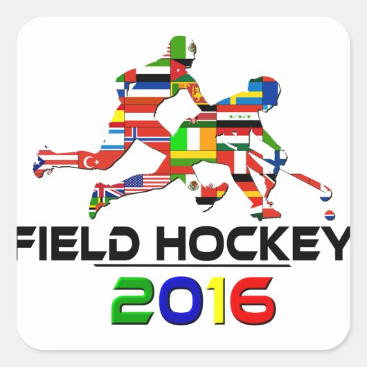 2016: Feldhockey Quadratischer Aufkleber (Vorderseite)