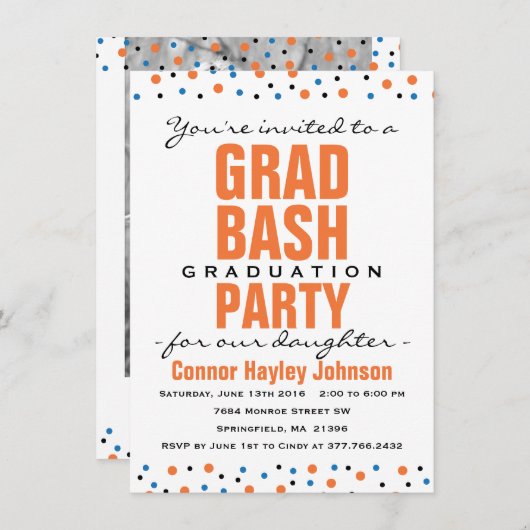 2016 Grad Bash Graduation Party Einladung (Vorne/Hinten)