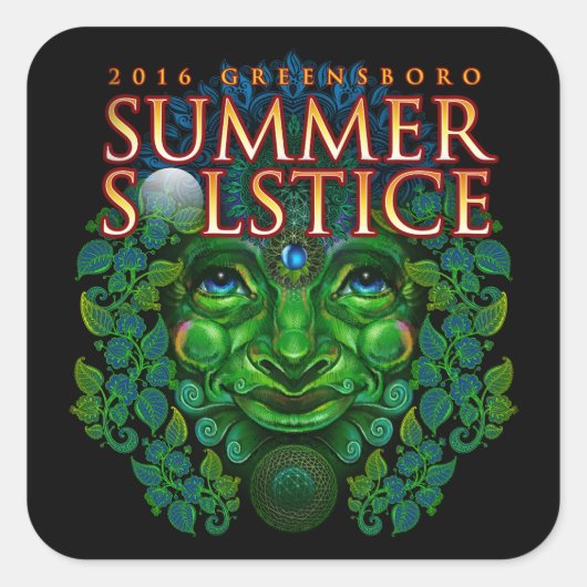 2016 Greensboro Summer Solstice Festival Souvenir Quadratischer Aufkleber (Vorderseite)
