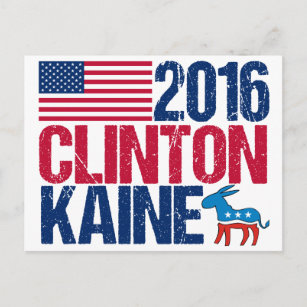 2016 Hillary Clinton Tim Kaine Postkarte