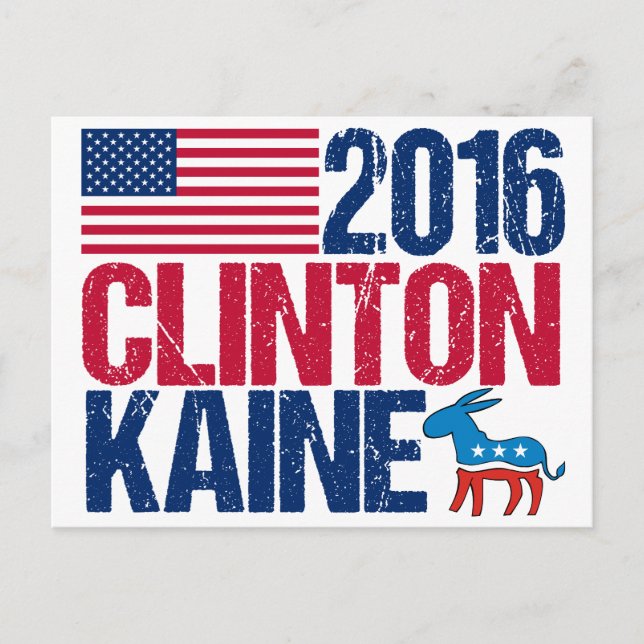 2016 Hillary Clinton Tim Kaine Postkarte (Vorderseite)