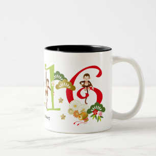 2016 Jahr der niedlichen Affe-Tasse Zweifarbige Tasse