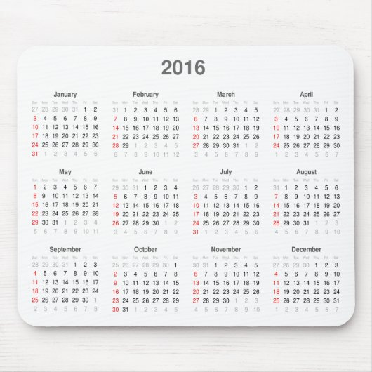 2016 Kalender-Geschenke Mousepad (Vorne)