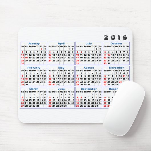 2016 Kalender Mousepad einfacher Türkis (Mit Mouse)
