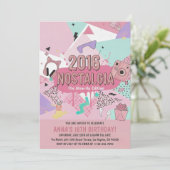 2016 Nostalgia Glow-Up Birthday Invitation Einladung (Stehend Vorderseite)