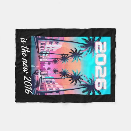 2016 Retro Synthwave Auto Ästhetik Design Fleecedecke (Vorderseite (Horizontal))