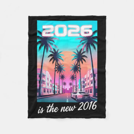 2016 Retro Synthwave Auto Ästhetik Design Fleecedecke (Vorderseite)