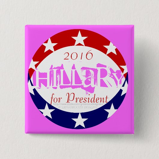 2016 rosa Quadrat. Münze deckt Hillary für Button (Vorderseite)