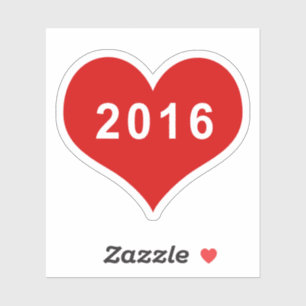2016 Rotes Herz Vinyl Aufkleber