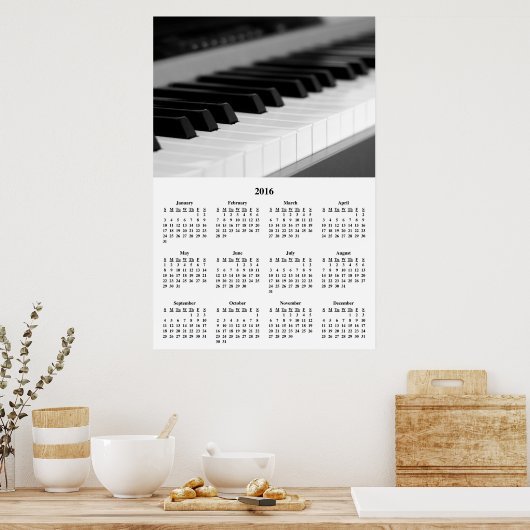 2016 Wall Calendar Schönes Musikpiano Poster (Küche)