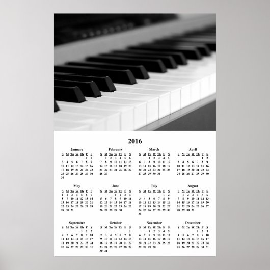 2016 Wall Calendar Schönes Musikpiano Poster (Vorne)