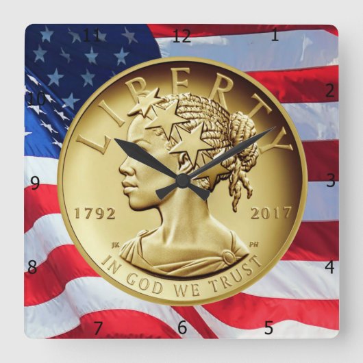 2017 American Liberty  Quadratische Wanduhr (Vorderseite)