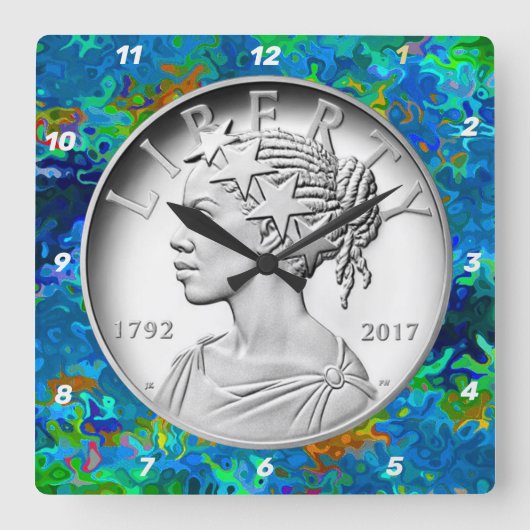  2017 American Liberty Silver Coin   Quadratische Wanduhr (Vorderseite)