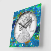 2017 American Liberty Silver Coin Quadratische Wanduhr (Winkel)