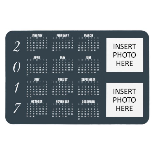 2017 Calendar Magnet Grayish Blue Steel - 2 Fotos (Horizontal)