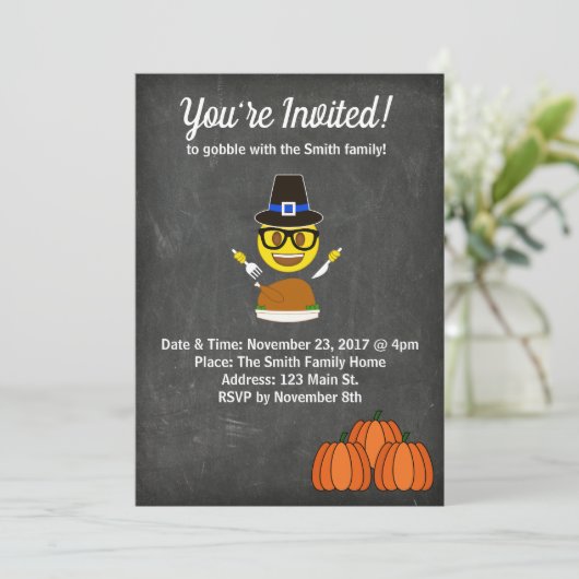 2017 Emoji Erntedank Dinner Einladung (Stehend Vorderseite)