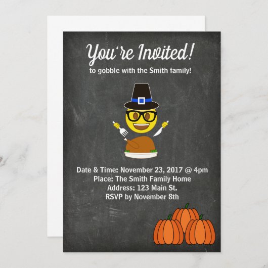 2017 Emoji Erntedank Dinner Einladung (Vorne/Hinten)