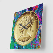 2017 GOLD LADY LIBERTY COIN-- QUADRATISCHE WANDUHR (Winkel)