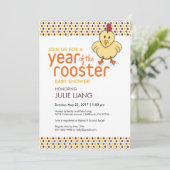 2017 Jahr der Rooster Baby-Dusche Einladung (Stehend Vorderseite)