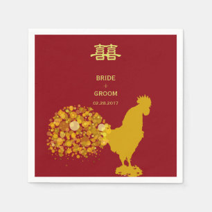 2017 Jahr der Roster Red Gold chinesischen Hochzei Serviette
