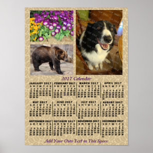 2017 Jahres-Monats-Kalender-Kaffeebohnen 3 Fotos Poster