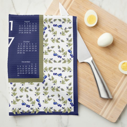 2017 Kalender-Blaubeerküchen-Tee-Tuch Geschirrtuch (Viertel Falte)