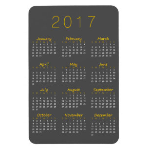 2017 Kalender Magnet - Golden Gelb & Dunkelgrau