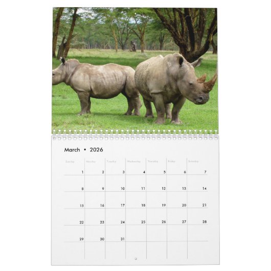 2017 Kalender mit Ferien - Wildes Leben (Mär 2026)