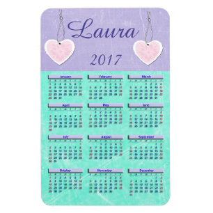 2017 Lila und Aquamariner Minikalender Name Magnet