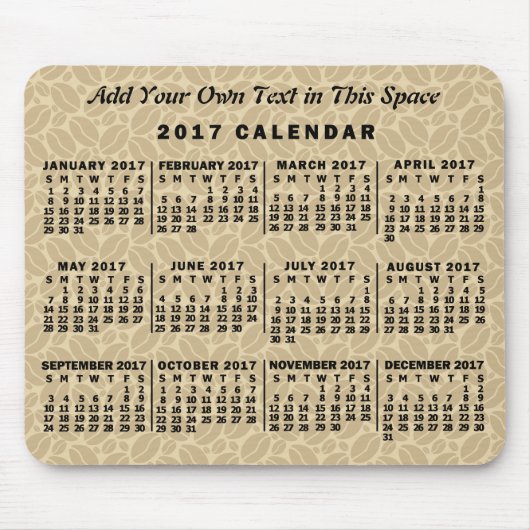 2017 Monatskalender Kaffeebohnen nach Maß Mousepad (Vorne)