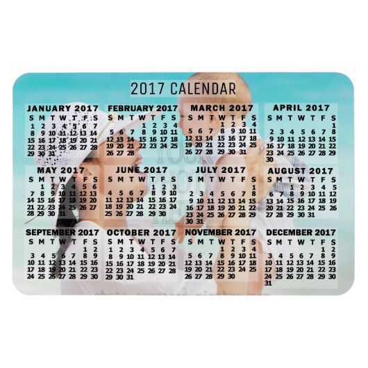 2017 Monatskalender Schwarz | Foto hinzufügen Magnet (Horizontal)