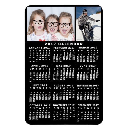 2017 Monatskalender Schwarz | Fotovorlage Magnet (Vertikal)
