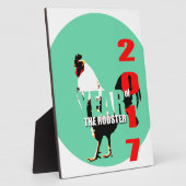 2017 Rooster Year in Green Circle platte Fotoplatte (Seite)