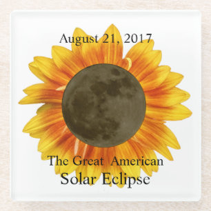 2017 Solar Eclipse Moon und Sonnenblume Glasuntersetzer