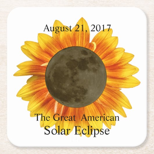 2017 Solar Eclipse Moon und Sonnenblume Rechteckiger Pappuntersetzer (Vorderseite)