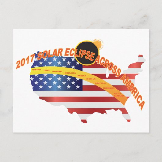 2017 Total Solar Eclipse auf US-amerikanischer Kar Postkarte (Vorderseite)