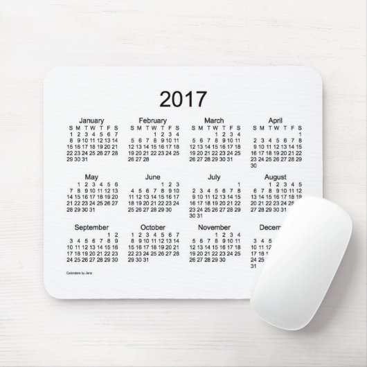 2017 Weiß-Kalender durch Janz Mausunterlage Mousepad (Mit Mouse)