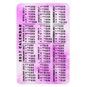 2017 Year Monthly Calendar Pink Watercolor Stars Magnet (Vertikal)