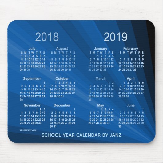 2018-2019 blauer Fan-Schuljahr-Kalender durch Janz Mousepad (Vorne)