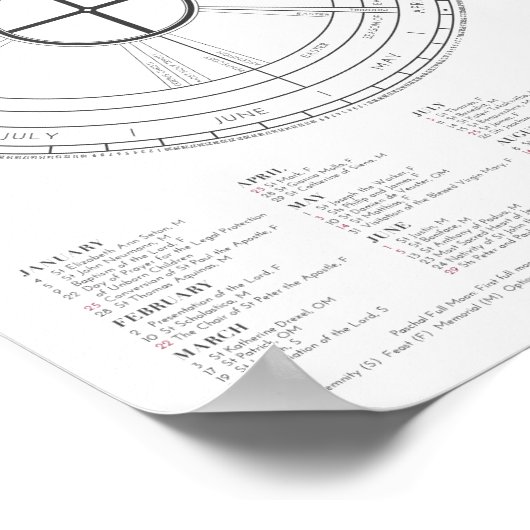 2018-2019 Farbe-Jahr-Liturgischer Kalender NEU! Poster (Ecke)