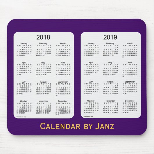 2018-2019 lila Kalender durch Janz Mousepad (Vorne)