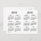 2018-2019 Schuljahr Mini-Kalender von Janz Postkarte (Vorne/Hinten)