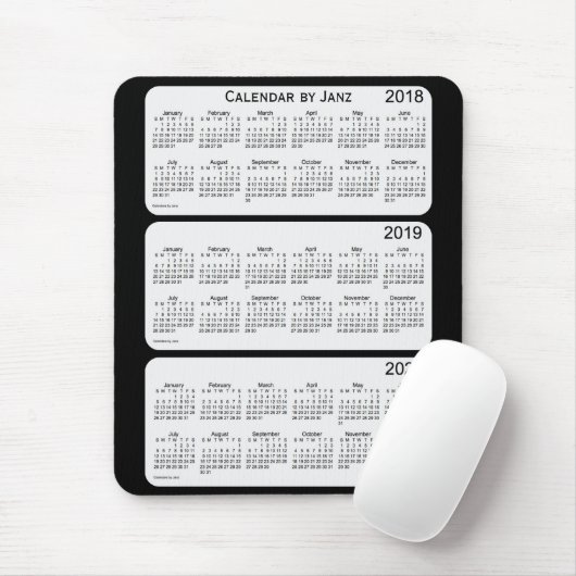 2018-2020 schwarzer Kalender durch Janz Mousepad (Mit Mouse)